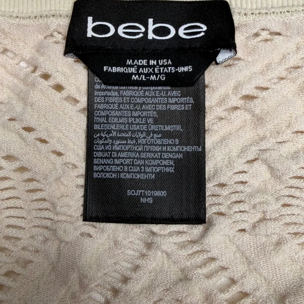 bebe Cream Open Knit Crop Top Y2K Boho festival Coastal Cowgirl Size M/L